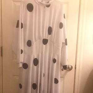 White and black polka dot Ashley Stewart dress… brand new